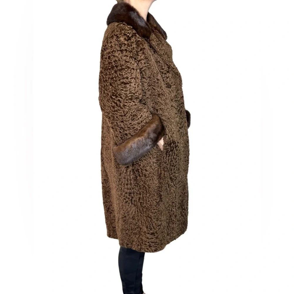 MINK LAMB PERSION CURLY 50's mink cuffs and collar & belt fancy lining no tags
